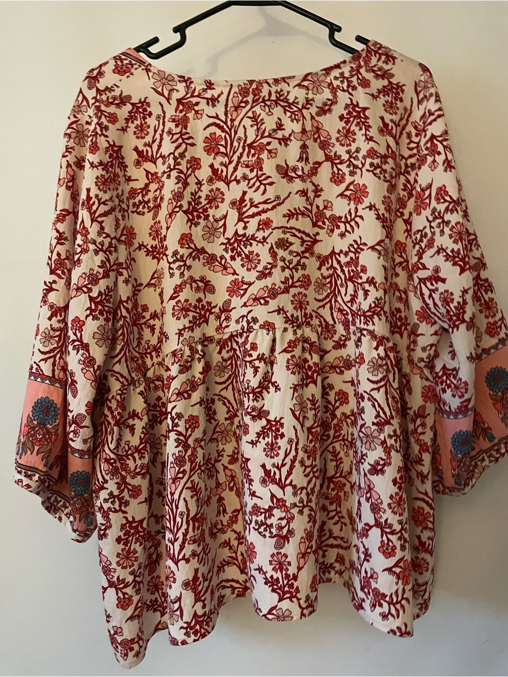 Vavilli boho Floral Peasant Blouse in Pink and Cream Tassels - Picture 6 of 6